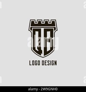 Monogramm QB mit Schild Festung Logo Design Vektor-Grafik Stock Vektor