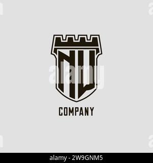Monogramm NW mit Schild Festung Logo Design Vektorgrafik Stock Vektor