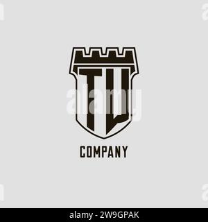 Monogramm TW mit Schild Festung Logo Design Vektorgrafik Stock Vektor