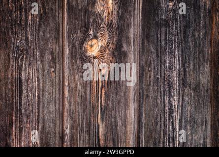 Detail der antiken Holztür in Brauntönen mit viel Textur und Kopierbereich. Stockfoto