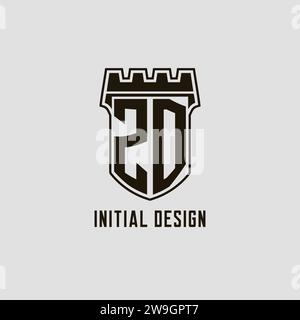 Monogramm ZD mit Schild Festung Logo Design Vektorgrafik Stock Vektor