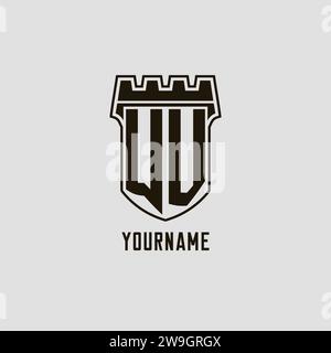 Monogramm WV mit Schild Festung Logo Design Vektorgrafik Stock Vektor
