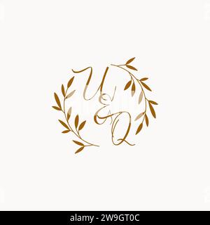 UQ Initial Hochzeitsmonogramm-Logo Stock Vektor