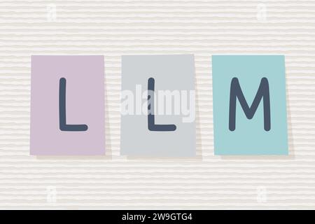 LLM (Large Language Model) Akronym auf Haftnotizen – Vektorillustration Stock Vektor