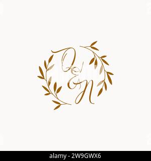 QN Initial Hochzeit Monogramm Logo Design Stock Vektor
