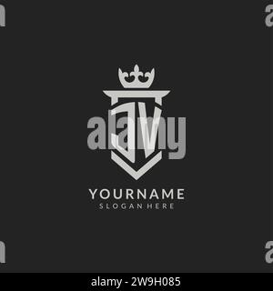 Ursprüngliche Vektorgrafik mit JV-Schild und Kronenlogo Stock Vektor