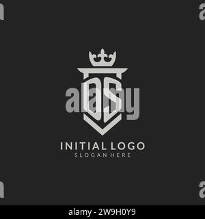 Ursprüngliche Vektorgrafik mit DS-Schild und Kronenlogo Stock Vektor