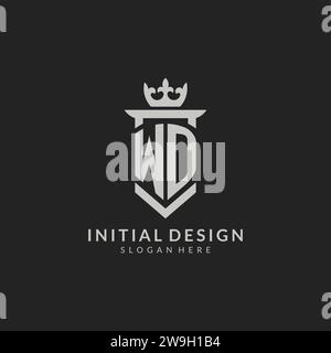 Ursprüngliche Vektorgrafik mit WD Shield und Kronenlogo Stock Vektor