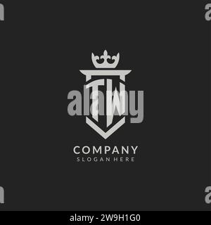 Ursprüngliche Vektorgrafik mit TW-Schild und Kronenlogo Stock Vektor