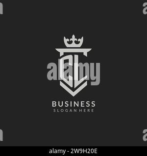 Ursprüngliche Vektorgrafik mit CL-Abzeichen und Kronenlogo Stock Vektor