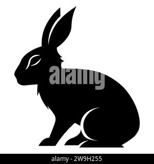 Schwarzes Kaninchen-Vektorsymbol auf weißem Hintergrund Stock Vektor