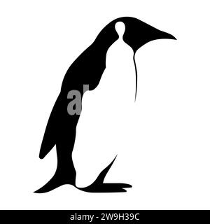 Schwarzes Vektorsymbol des Pinguins auf weißem Hintergrund Stock Vektor