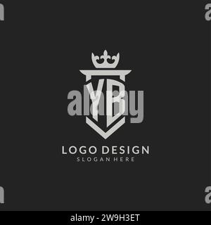Ursprüngliche Vektorgrafik mit YB-Schild und Kronenlogo Stock Vektor