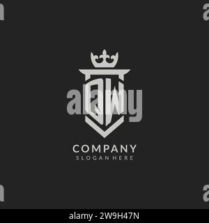 Ursprüngliche Vektorgrafik mit QW-Schild und Kronenlogo Stock Vektor
