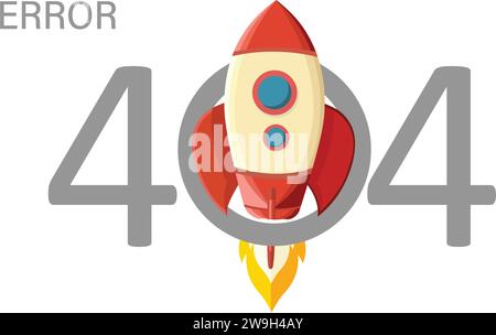 Fehler 404 Seite Mit Raketenvektor Nicht Gefunden Stock Vektor
