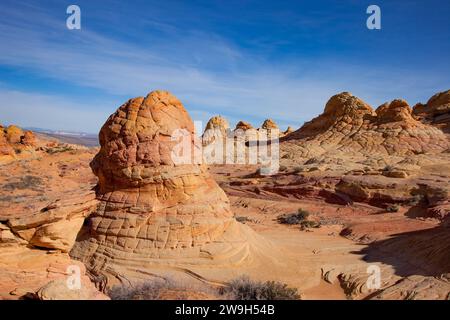 Erodierte Navajo-Sandsteinformationen in South Coyote Buttes, Vermilion Cliffs National Monument, Arizona. Stockfoto