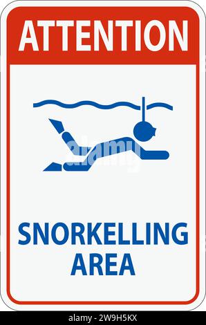 Wassersicherheitsschild Achtung - Schnorchelbereich Stock Vektor