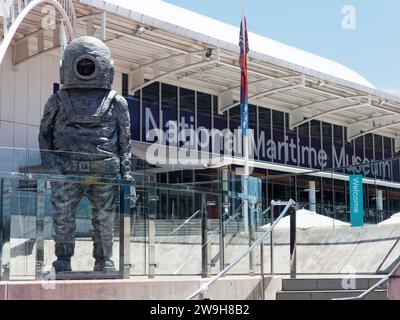 Blick vor dem Australian National Maritime Museum in Darling Harbour Sydney Australien an einem sonnigen Frühlingstag Stockfoto