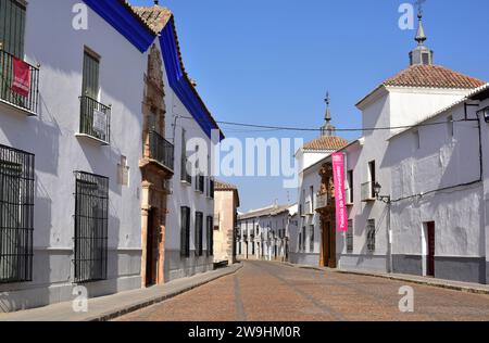 Almagro, Palacio de los Marqueses de Torremejia (links) und Palacio de los Condes de Valparaiso (rechts). Provinz Ciudad Real, Castilla-La Mancha, Spai Stockfoto