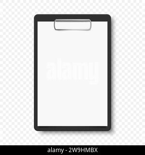 Schwarze Zwischenablage mit leerem weißem Blatt Stock Vektor