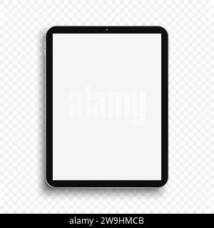 Schwarzes Tablet mit leerem Touchscreen. Realistisches und detailliertes Gerätemodell. Abbildung des Materialvektors. Stock Vektor