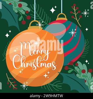 Weihnachtskarte mit Weihnachtsbaumkugeln Vektor Stock Vektor