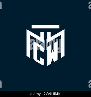 Initiallogo im CW-Monogramm mit abstraktem geometrischem Design Stock Vektor
