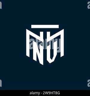 NV-Monogramm-Initiallogo mit abstraktem geometrischem Design Stock Vektor