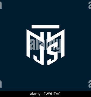 Initial-Logo im JS-Monogramm mit abstraktem geometrischem Design Stock Vektor