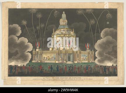 Ein Blick auf den Concord-Tempel, der im Grünen Park errichtet wurde, um den glorreichen Frieden von 1814 zu feiern, mit dem Feuerwerk am 1. August 2013 von Robert Laurie Stockfoto