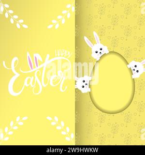 Farbige Happy easter Vorlage mit osterei und Kaninchen Vektor Stock Vektor
