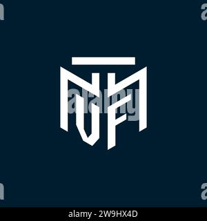 VF-Monogramm-Anfangslogo mit abstraktem geometrischem Design Stock Vektor