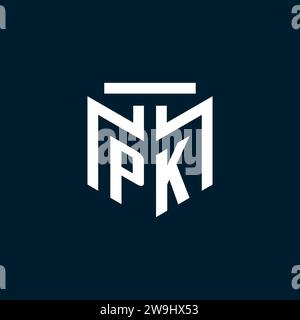 PK-Monogramm-Anfangslogo mit abstraktem geometrischem Design Stock Vektor