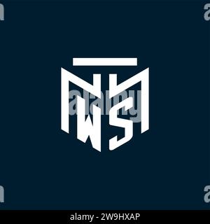 Initial-Logo mit WS-Monogramm und abstraktem geometrischem Design Stock Vektor