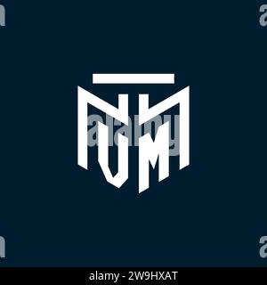 VM-Monogramm-Initiallogo mit abstraktem geometrischem Design Stock Vektor
