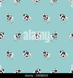 Kuhisometrie-Muster nahtlos. Hintergrund von Kühen-Nutztieren. Rindertextur Stock Vektor