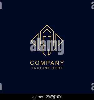 Initial Logo EJ Monogramm mit Rautenlinie Design Vektorgrafik Stock Vektor