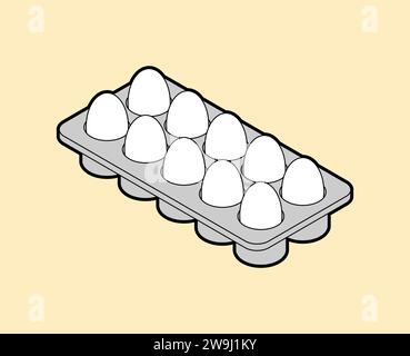 Eier in Verpackung isometrisch isoliert. Ei Stock Vektor