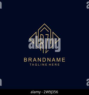 Initial Logo RZ Monogramm mit Rautenliniendesign Vektorgrafik Stock Vektor