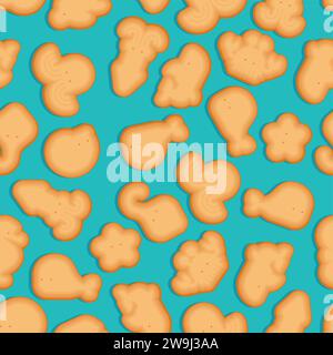 Meerestiere Cracker-Form mit nahtlosem Muster. Hintergrund für fischförmige Kekse. Verzierung aus Kinderstoff Stock Vektor