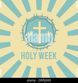 Farbiges Poster der heiligen Woche mit Kreuzsymbol Vektor Stock Vektor