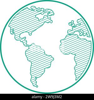Isolierter grüner Planet Erde Skizze Vektor Stock Vektor