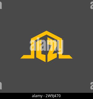 LZ-Monogramm-Initiallogo mit sechseckigen Design-Ideen Stock Vektor