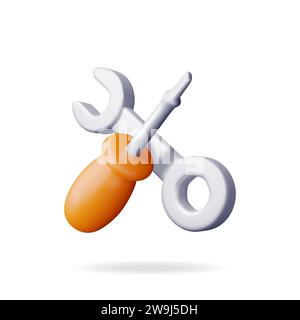 3D-Schraubenschlüssel und Schraubendreher Stock Vektor