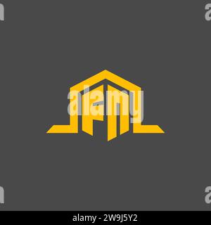 FN-Monogramm-Anfangslogo mit sechseckigen Design-Ideen Stock Vektor