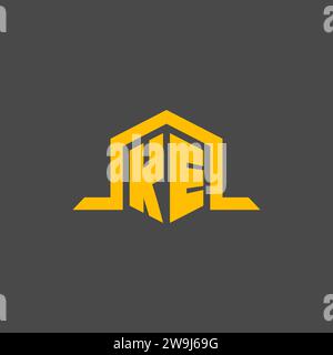 KE-Monogramm-Initiallogo mit sechseckigen Design-Ideen Stock Vektor