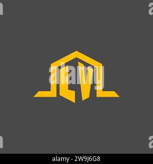 Initiallogo mit LV-Monogramm und sechseckigen Design-Ideen Stock Vektor