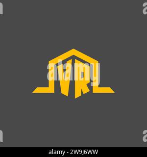 Erstes VR-Monogramm-Logo mit sechseckigen Design-Ideen Stock Vektor