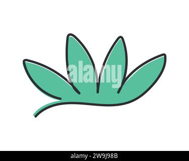 Einfaches, handgezeichnetes Pflanzensymbol. Blatt-Logo. Symbol Natur und Ökologie. Handgezeichneter herzförmiger Stein. Vektorabbildung Stock Vektor