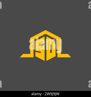 SD-Monogramm-Initiallogo mit sechseckigen Design-Ideen Stock Vektor